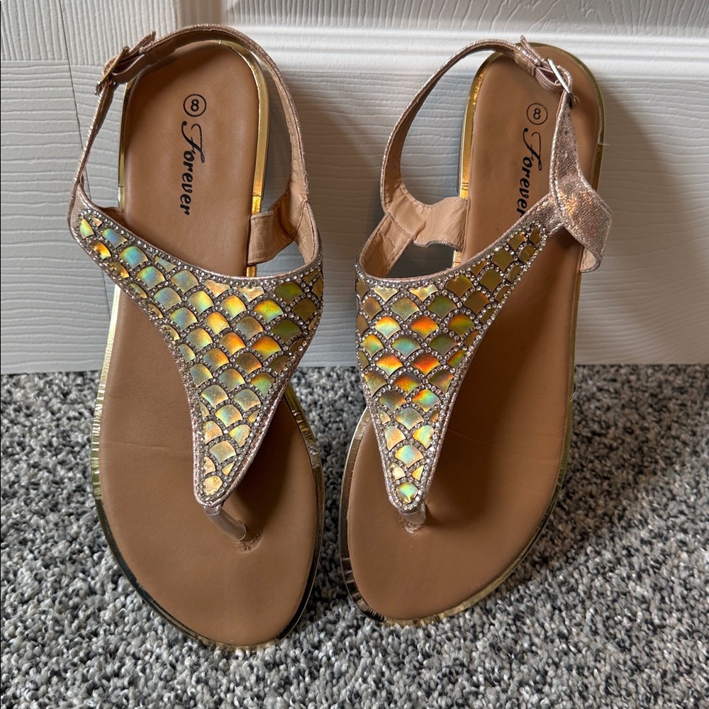 Sparkly Gold Sandals - Picture 2 of 7